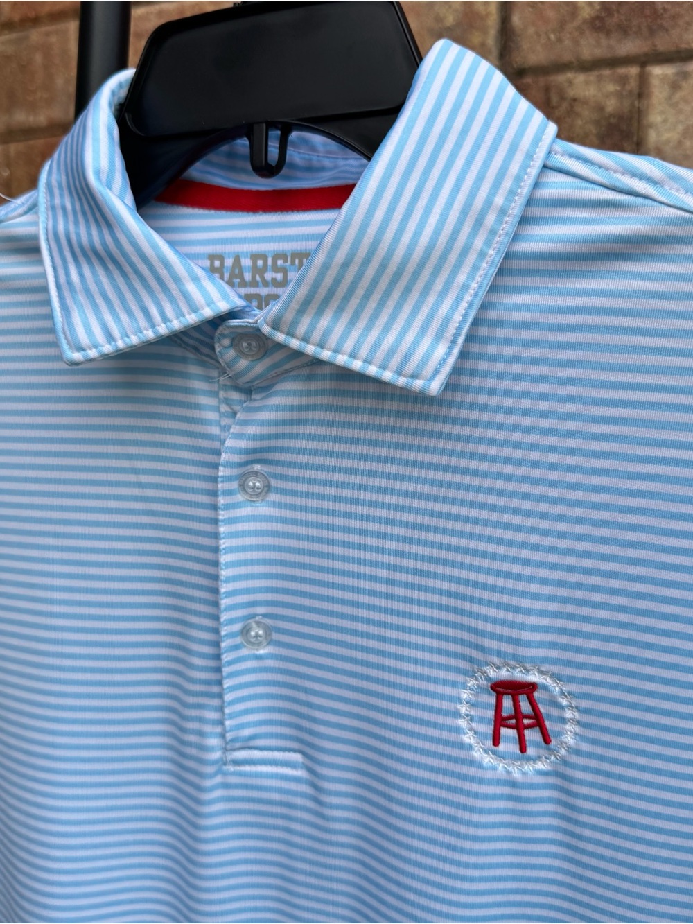 Barstool Sports Weaver Men's Light Blue Performance Striped Polo Shirt